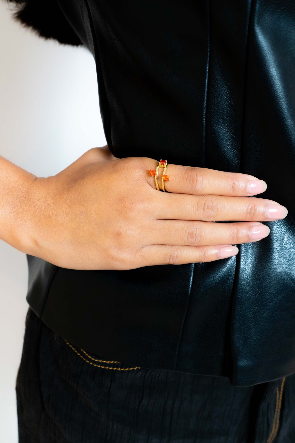 Dawn Orange Flower Open Ring
